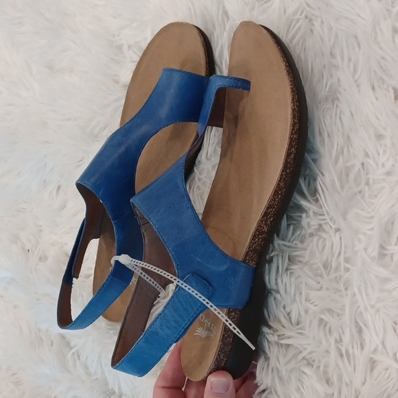 Dansko Reece Waxy Burnished Blue Leather Sandals Cork Footbed NEW SZ EU 40 - Picture 9 of 16